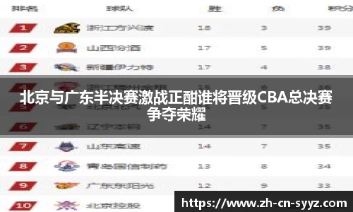 北京与广东半决赛激战正酣谁将晋级CBA总决赛争夺荣耀